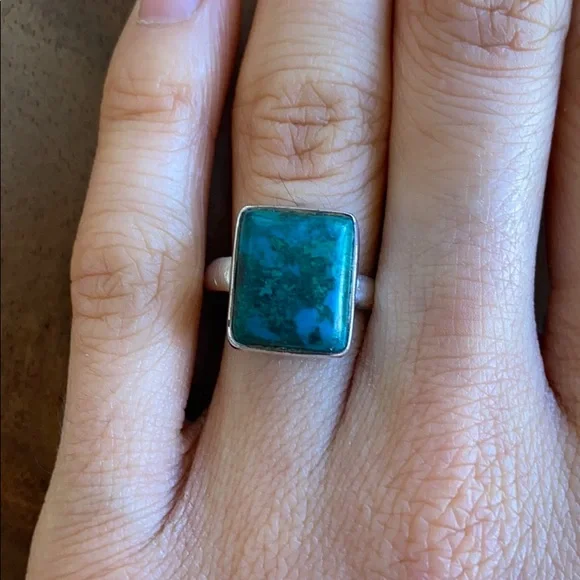 Chrysocolla Sterling Silver Ring 5! - Picture 8 of 14